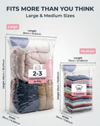 No‑pump Vacuum Storage Bags Aneed Family, Press & Seal, No Pump Needed, Saves Space, Reusable, 3D Compression Organization, Keeps Clothes Dry & Dust‑free for Bedding, Off‑season Gear