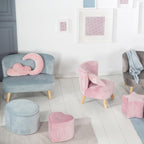 roba Children's Bean Bag Heart Lil Sofa - Velvet Covered - with Storage - Multifunction - Children's Furniture - for The Nursery - from 18 Months - Pink