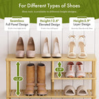Bamboo Shoe Rack, 4 Tiers Shoe Organizer for Closet, Shoes Storage for 20-24 Pairs, Freestanding Shoe Shelf with Removable Pocket for Entryway Bedroom Front Door Dorm
