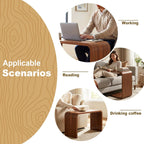 C Shaped End Table, Wooden Sofa Side Table for Couch, Small Nightstand for Living Room Bedroom Narrow Spaces Office