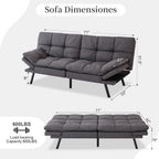 Opoiar Futon Sofa Bed Convertible Memory Foam Foldable Couch Modern Sleeper Loveseat with Adjustable Armrests&Backrests for Small Spaces Office Studio Apartment Dorm Game Room