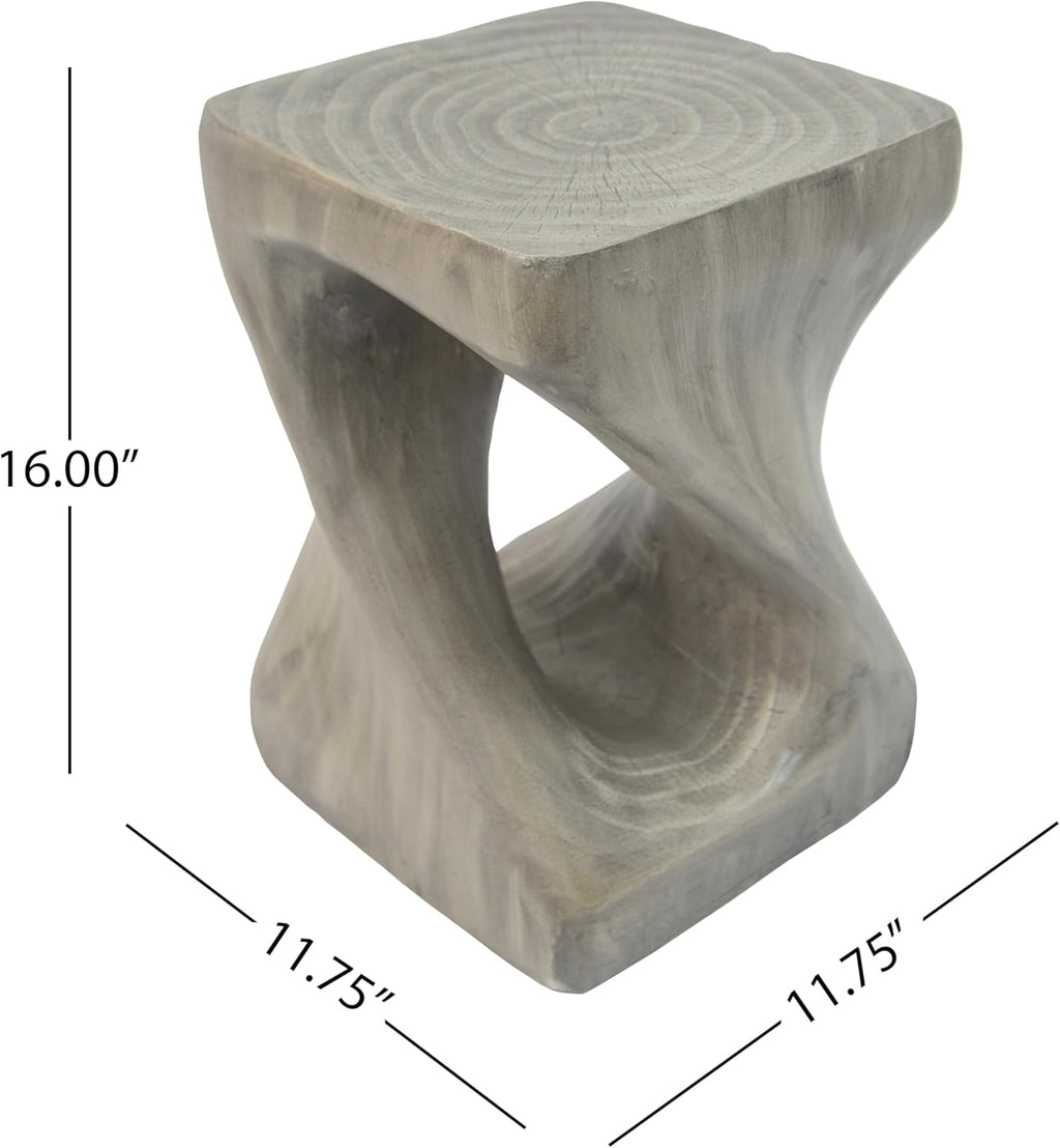 Merax Twist Shape MGO Accent Side Table, Unique Modern End Table with Wide Pedestal & Tabletop, Small Drink Tables for Living Room, Bedroom Night Stand Bedside Table, No Assembly Required, Grey