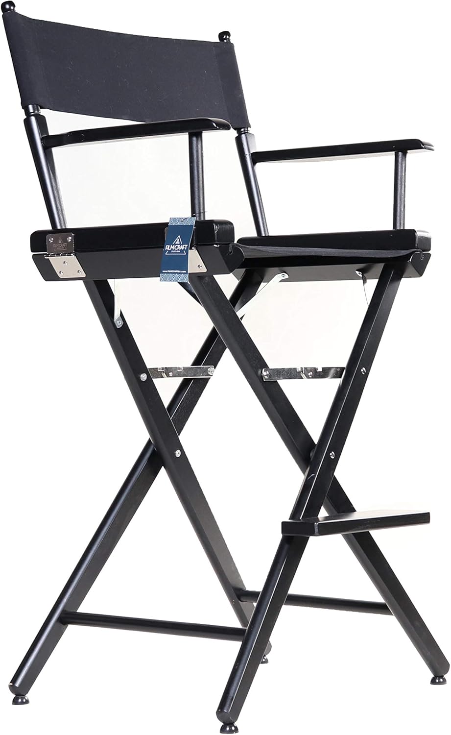 Filmcraft Tall Black Director’s Chair – Professional Folding Makeup Artist Chair with Canvas Seat & Back – Hollywood Film Set, Photography Studio & Hair Stylist Director Chair Black Canvas