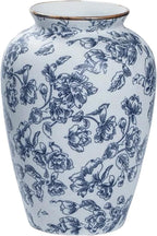 Blue and White Chinoiserie vase - Vintage Ceramic vase with Antique Design, Perfect for Chinoiserie Home Decor 9in Flower vase04