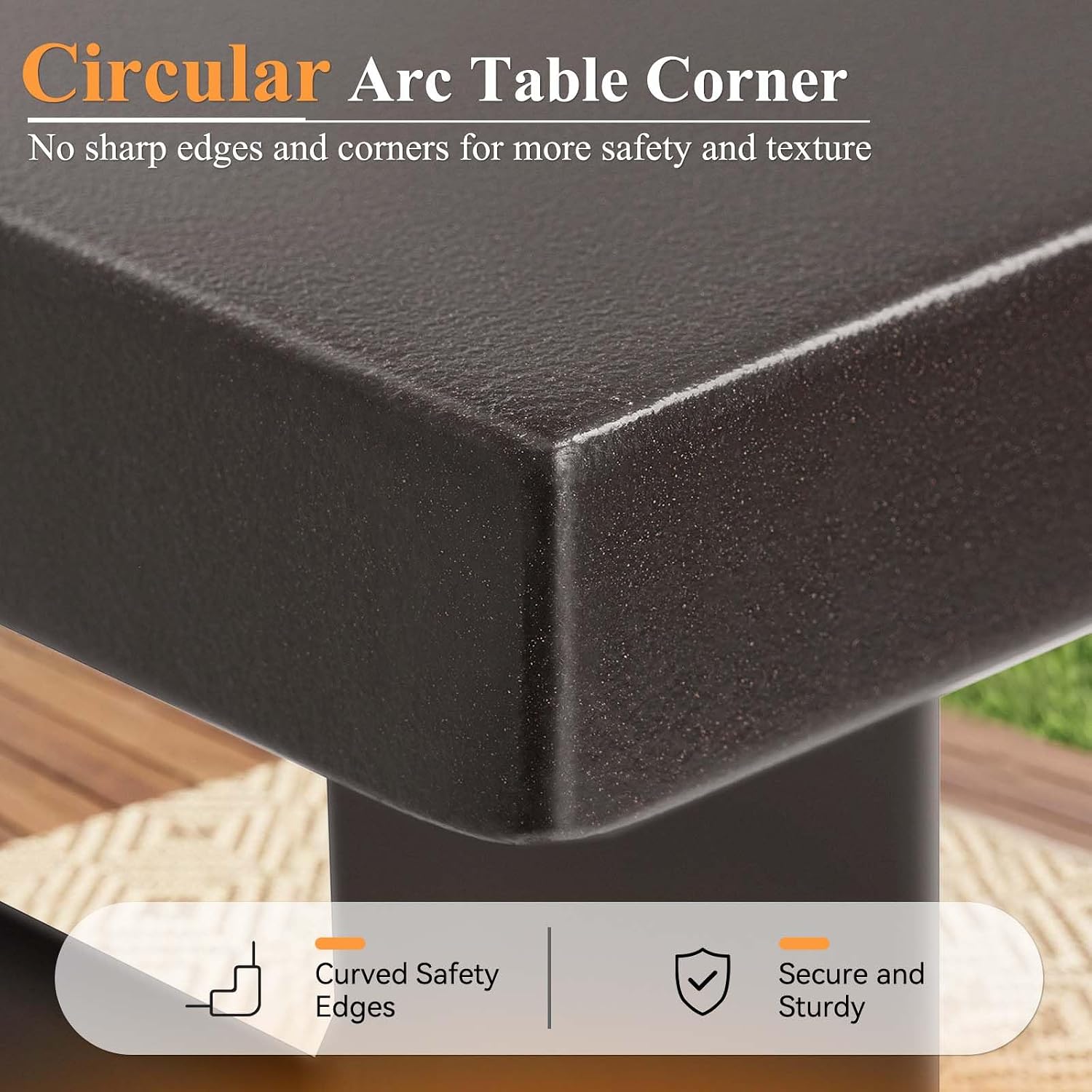 Rectangle Patio Dining Table, 8-Person Metal Outdoor Patio Table with Adjustable Umbrella Hole, Weather-Resistant for Garden Backyard Porch, Dark Brown