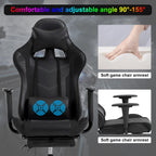 Gaming Desk Chair - High Back Computer Ergonomic Massage PC Racing Chair With Waist Support, Retractable Foot Pedal, PU Leather Recliner, Rolling Adjustable Swivel for Women Men