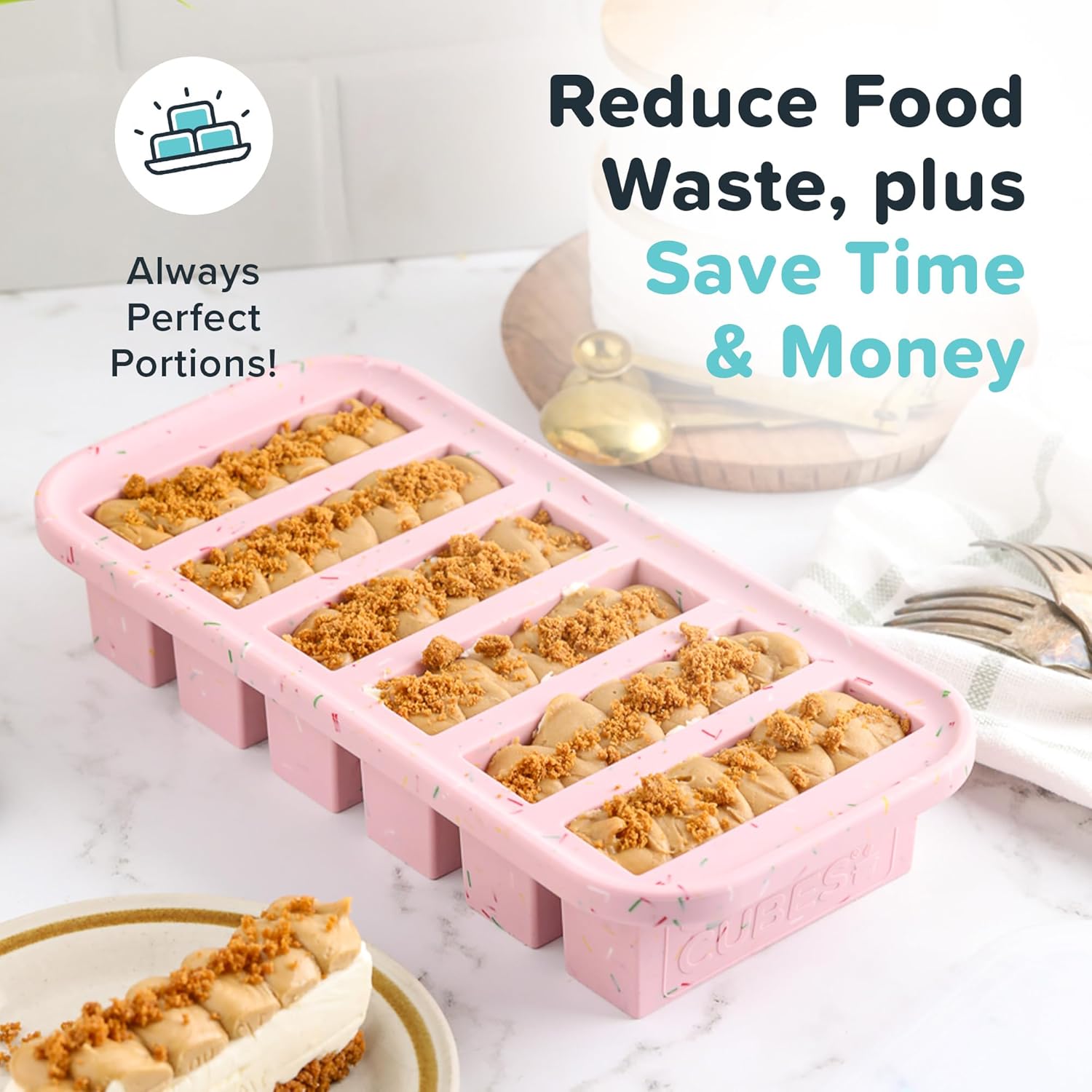 Souper Cubes 1/2 Cup Silicone Freezer Molds with Lids, Cotton Candy, 2-Pack | 100% Platinum-Cured Silicone Freezer Cubes, Oven & Microwave Safe, Perfect for Freezing Broth, Sauces, Sides and More