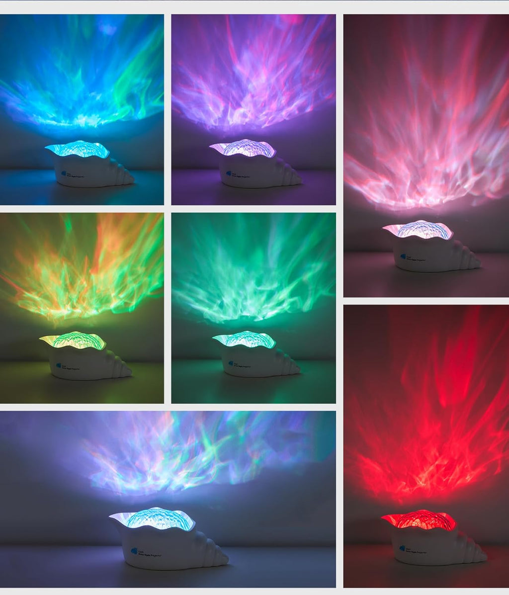Conch Ocean Wave Light Projector, 14 Colors Changing Dynamic Ripple Light Dimmable Mood Lighting with Memory Function, 5 White Noise, Decor Lamp for Bedroom Bathroom Playroom Cool Gifts