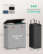 150L Dual-Compartment Laundry Hamper with Lid & Removable Inner Bag – Large 2-Section Clothes Hamper for Home, Dorm & Laundry Room