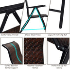Tangkula Foldable Patio Wicker Dining Chairs Set of 4, Portable High Back Outdoor Wicker Chair with 5-Level Adjustable Backrest, No Assembly Reclining Chairs for Porch Deck Garden Balcony (4)