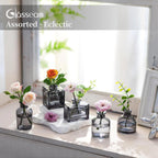 Glasseam Mini Bud Vases for Centerpieces: Clear Small Flower Vase Set of 20 Cute Tiny Glass Table Centerpieces Modern Wedding Birthday Party Baby Shower Dining Room Decoration Black Grey
