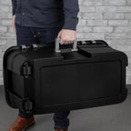 22 Gallon Large Rolling Footlocker, Heavy Duty Plastic Storage Trunk with Wheels and Lockable Handle, Black, 31" x 18" x 14"