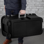 31.4" Black Plastic Storage Footlocker - Heavy-Duty Trunk with Wheels & Lockable Latches - for Camping, College Dorms & Home Organization