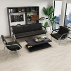 wonline 5 Seat Waiting Room Chair with Armrest PU Leather Office Furniture, Office Guest Seating Lobby Conference Reception Chairs for Airport Clinic Hospital Bank Salon Barber(Black)