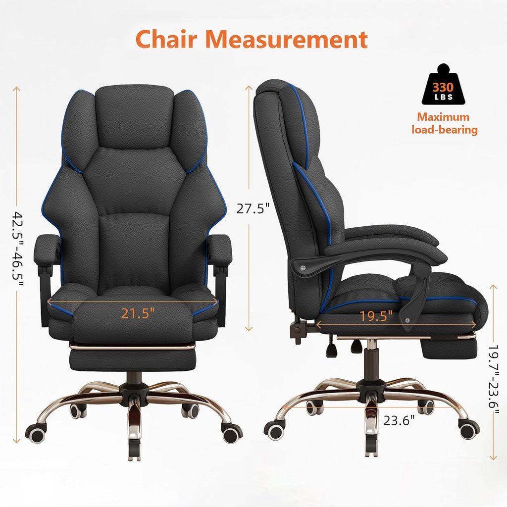 Office Chair High Back Executive Desk Chair Computer Gaming Chair with Foot Rest Swivel Work Chairs Ergonomic Leather Office Chairs