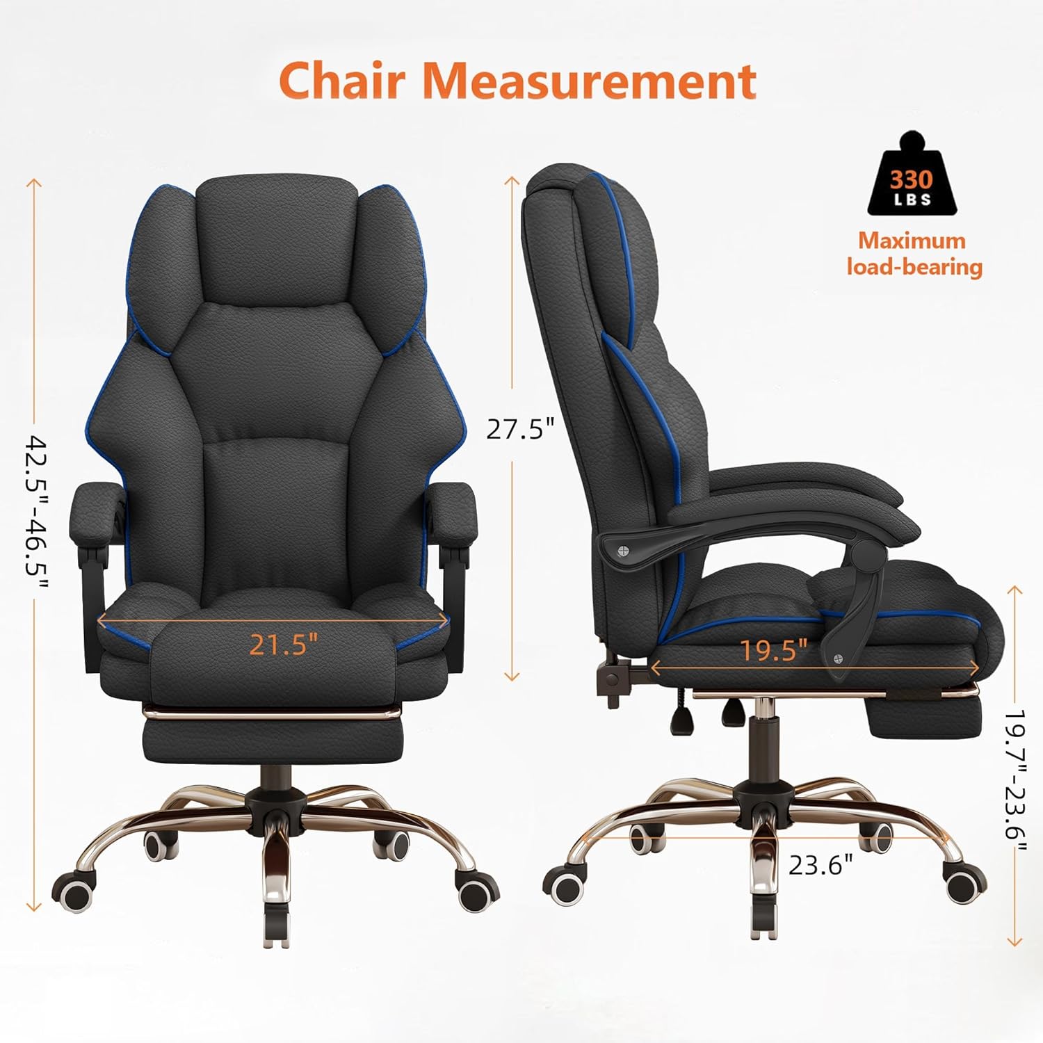 Office Chair High Back Executive Desk Chair Computer Gaming Chair with Foot Rest Swivel Work Chairs Ergonomic Leather Office Chairs