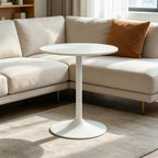 31.5 Inch Dining Table Round Bar Table for 2-4 with Enlarged Pedestal Base, Modern Mid Century Round Top Kitchen Table for Kitchen Living Room Cafe Small Spaces, White