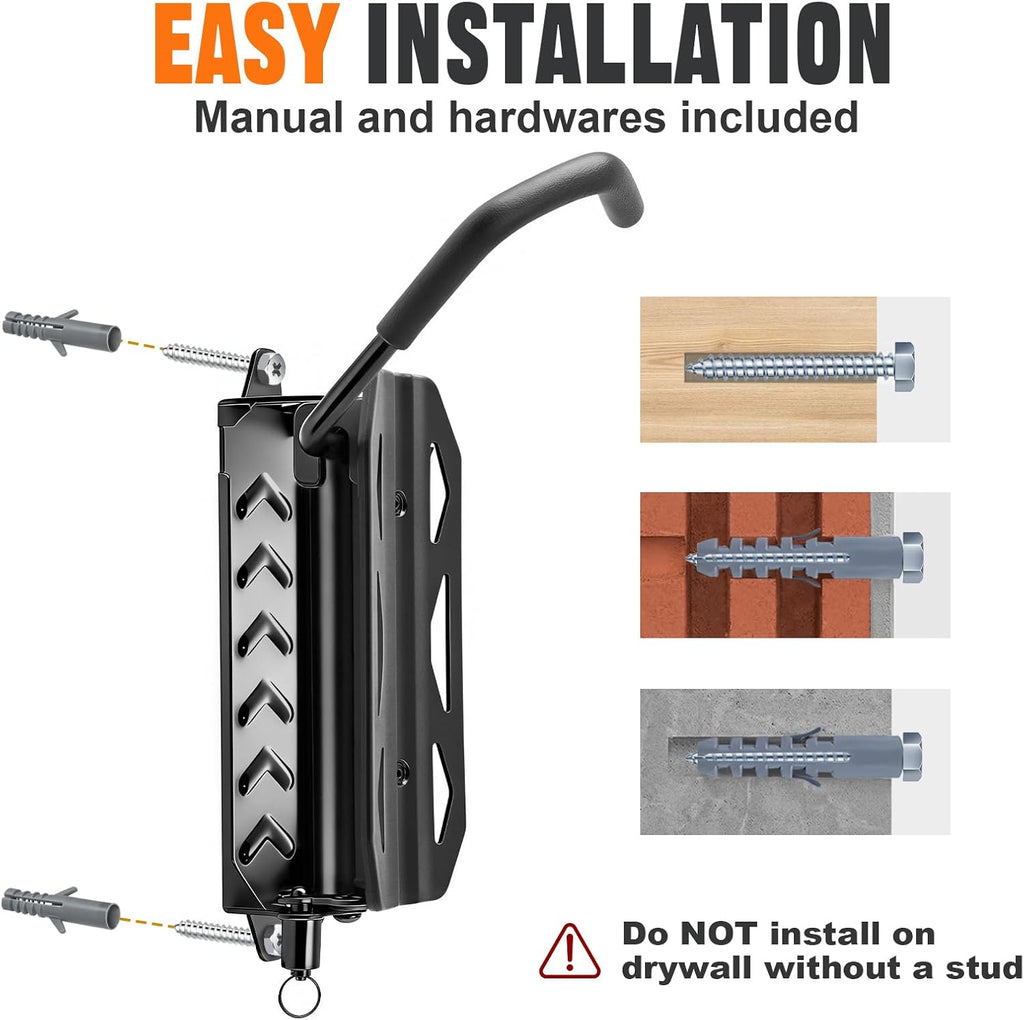 QAQ Swivel Bike Wall Mount, Vertical Bike Rack Garage Holds Up To 66lbs, Bike Hooks For Garage Space-Saving, Easy To Install -1 PACK
