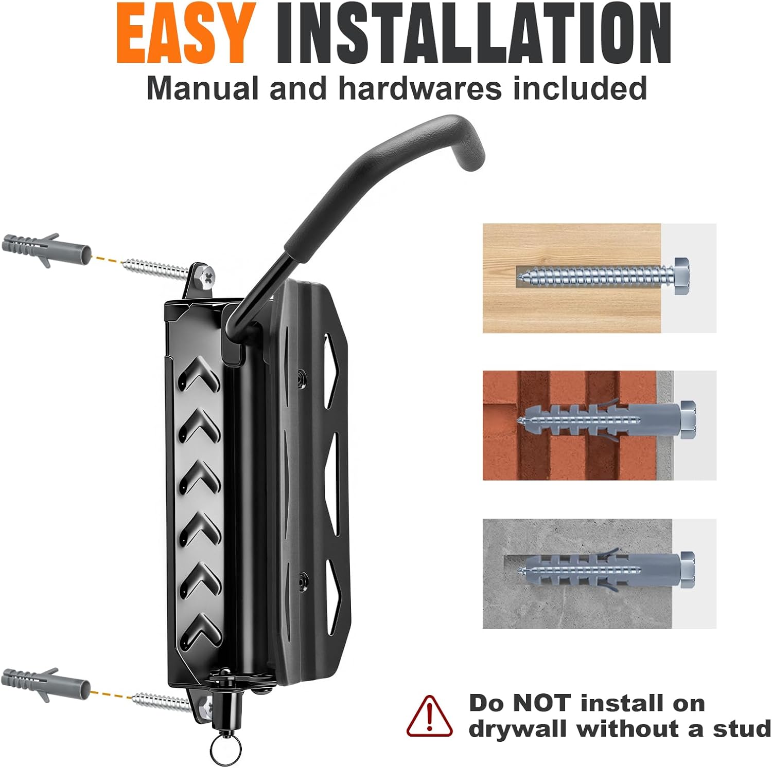 QAQ Swivel Bike Wall Mount, Vertical Bike Rack Garage Holds Up To 66lbs, Bike Hooks For Garage Space-Saving, Easy To Install -1 PACK