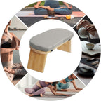Foldable Wooden Kneeling Meditation Bench for Home, Yoga and Prayer, Portable Gray Meditation Stool for Adults, Comfortable Indoor Seating