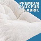 OAKHAM Saucer Chair for Adults, Foldable Comfy Chair for Bedroom, White | Soft Faux Fur Folding Lounge for Living Room Dorm Rooms, Flexible Reading for Teens Kids, X-Large
