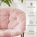 DUMOS Comfy Saucer Chair, Faux Fur Lounge Seasting XL Circle Chair for Bedroom, Dorm & Gaming, Foldable Fashion Accent Seat for Small Spaces, Folding Moon/Mushroom/Round Oversized Style