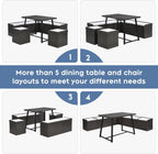 XIAO WEI Corner Dining Table Set, 6-Piece Breakfast Nook Dining Set with Storage Bench and Stools, 47" Banquette Seating for Small Space, Apartment Kitchen & Dining Room, Espresso Brown Wood