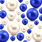 200 Pieces Floating NO Hole Pearls for Vases,White,RoyalBlue Floating Beads for Centerpieces,Floatings Candles,Makeup Brush Beads,Artificial Fake Pearl,Home Weddings Table Centerpieces Party Decor
