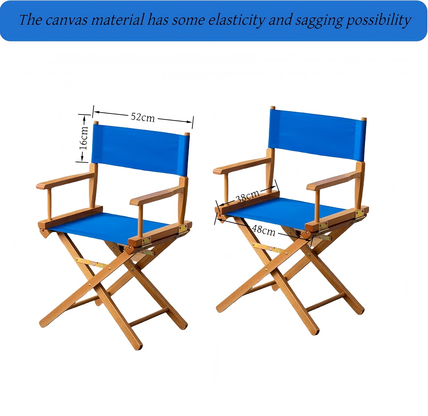 1 Set Director Chair Canvas Replacement with Wood Stick,18.9''L X 15''W Portable Replacement Cover Canvas for Directors Chair (Blue)