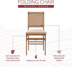 Linon Bennett Natural Folding Chair with Woven Rope Back and Linen Upholstered Seat Set of 2
