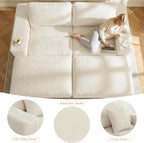80.7" Oversized Double Chaise Lounge Chair Indoor, Cloud Boneless Sleeper Sofa Bed with 4 Pillows, Extra Deep Seat Cozy Loveseat Couch for Living Room Bedroom, No Assembly Required (Beige)