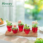Glass Strawberry Propagation Vases for Plants: 5PCS Cute Strawberry Decor for Home Kitchen Bathroom Office - Unique Indoor Hydroponic Planters Gifts for Mom Women Mothers Day (Red)