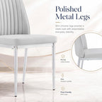 Dining Chairs Set of 4,Sillas de Comedor Modernas 4,Leather Upholstered Kitchen Chairs with Chrome Metal Legs,Modern Dining Room Chairs ,Easy-Clean Chairs for Dining Room, Apartment (Light Gray,4)