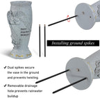Cemetery Vase, Memorial Grave Vase with Ground Spikes, Angel Vases for Artificial Flowers, Grave Flowers Holder for Cemetery Headstone (1Piece)