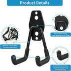 GeeWatom 2 Pack Garage Storage Utility Hooks，Garage Garden Tool Organizer，Steel Wall Mount Hooks, Garden Small U Hooks (Matte Black)