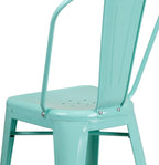 Flash Furniture Carly Commercial Grade 24" High Mint Green Metal Indoor-Outdoor Counter Height Stool with Back