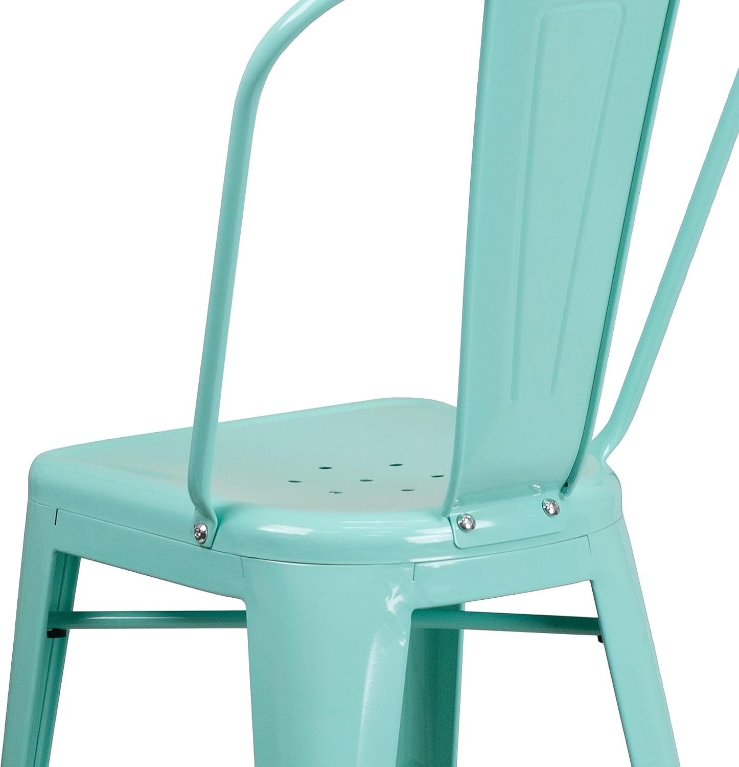 Flash Furniture Carly Commercial Grade 24" High Mint Green Metal Indoor-Outdoor Counter Height Stool with Back