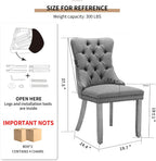 Grey Mid Century Modern Dining Chairs Set of 4, Linen Upholstered Kitchen & Dining Room Chairs with Nailhead Trim & Solid Wood Legs, Elegant Sillas De Comedor (Grey, 4 Pcs)