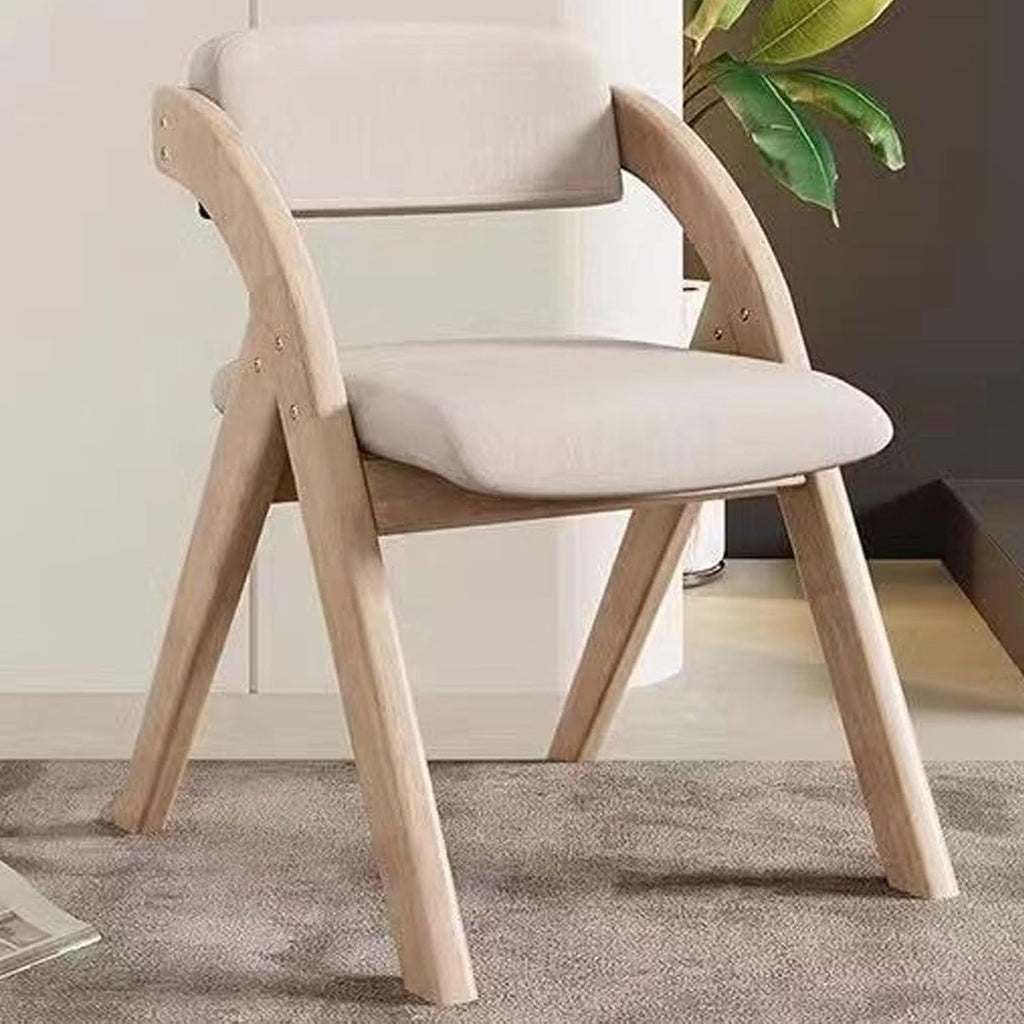 Chair, Wooden Folding Chairs with Cushion, Non-Assembly Design, Linen Fabric Padded Seat for Party Picnic Dining(Walnut Beige)