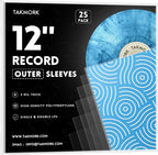 Vinyl Album Covers: 12" LP Vinyl Record Protective Sleeves | Crystal Clear & Durable 3 Mil Thick Record Outer Sleeves, 25 Pcs