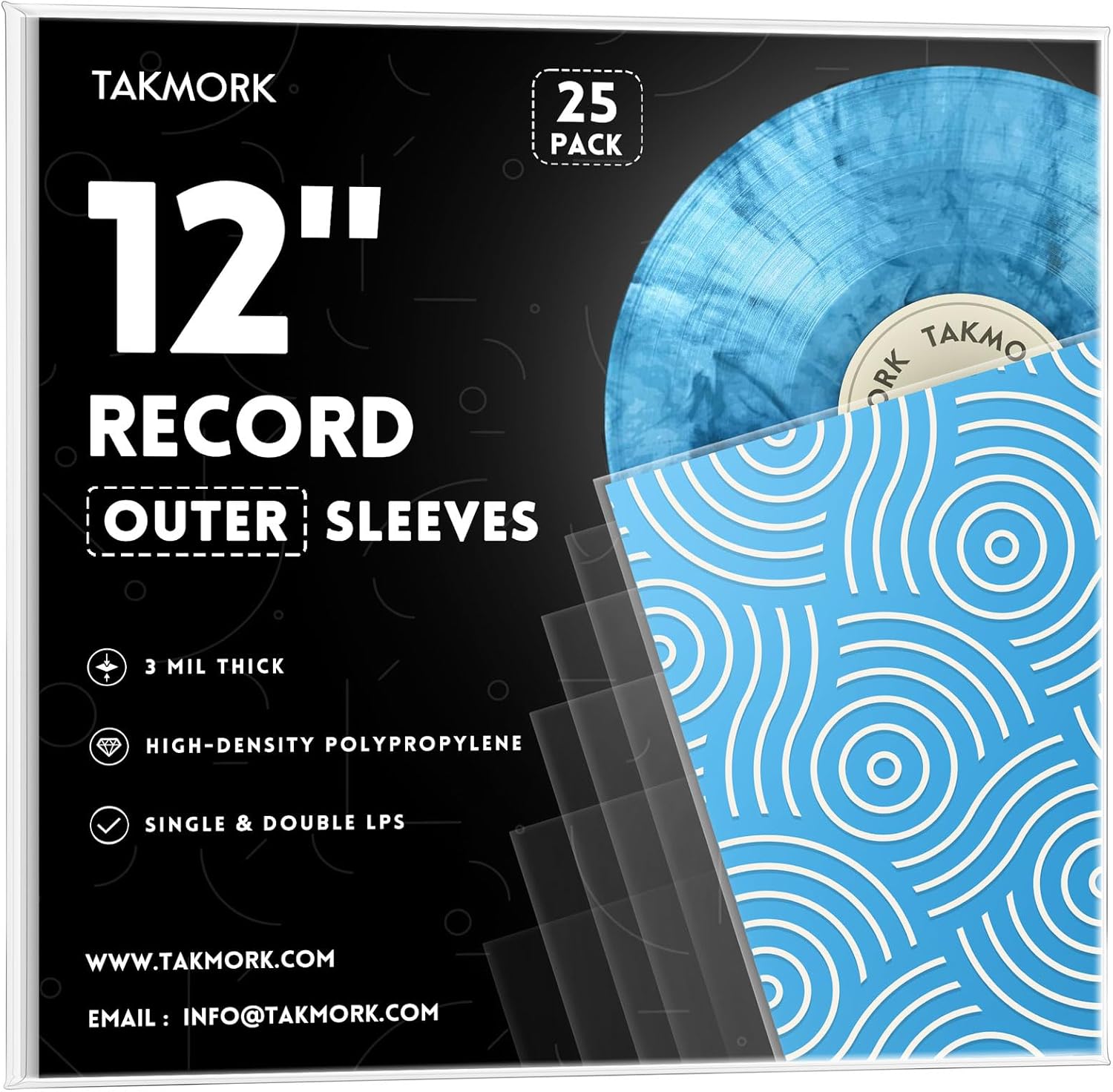 Vinyl Album Covers: 12" LP Vinyl Record Protective Sleeves | Crystal Clear & Durable 3 Mil Thick Record Outer Sleeves, 25 Pcs