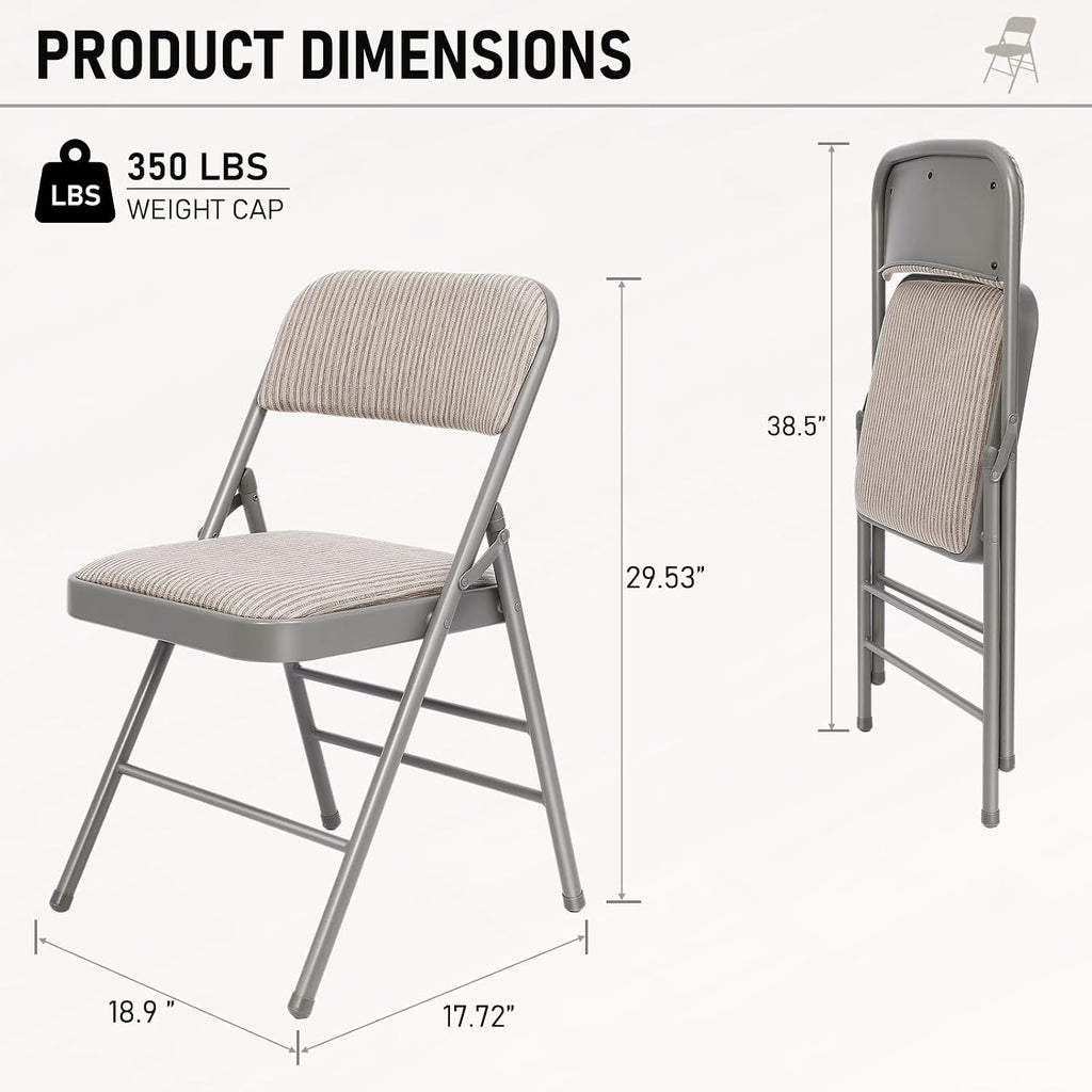 30 Pack Grey Folding Chairs, Fabric Dining Chair Set with Padded Cushion, Indoor Outdoor Folding Chairs Seat for Home Office Events Wedding Party