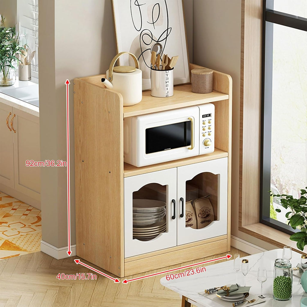 Pantry Storage Cabinet, with Adjustable Shelf, Sideboard with Buffet Cupboard,Farmhouse Coffee Bar Station Doors and Shelves for Dining Room(White,60cm/23.6in)