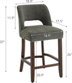 VKNOW Bar Stools Set of 2, 26" Fabric Counter Height Bar Stools, Green | Modern Upholstered Counter Stools with Rubberwood Legs for Kitchen Island Dining Room Bar