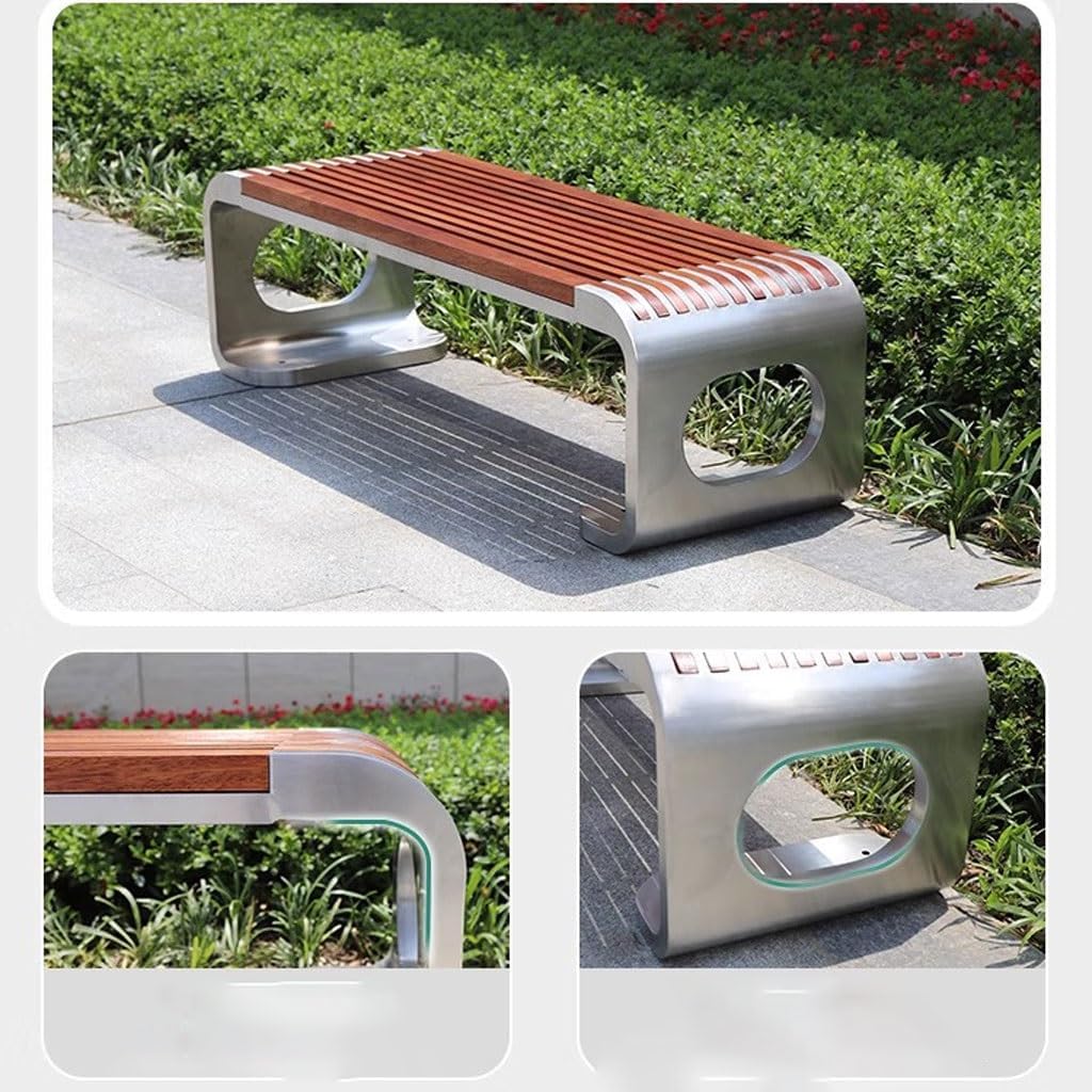 Patio Benches for Outdoors Park Bench Stainless Steel Pineapple Grid Solid Wood Stadium Sales Department Outdoor Leisure Garden Benches for Outdoors