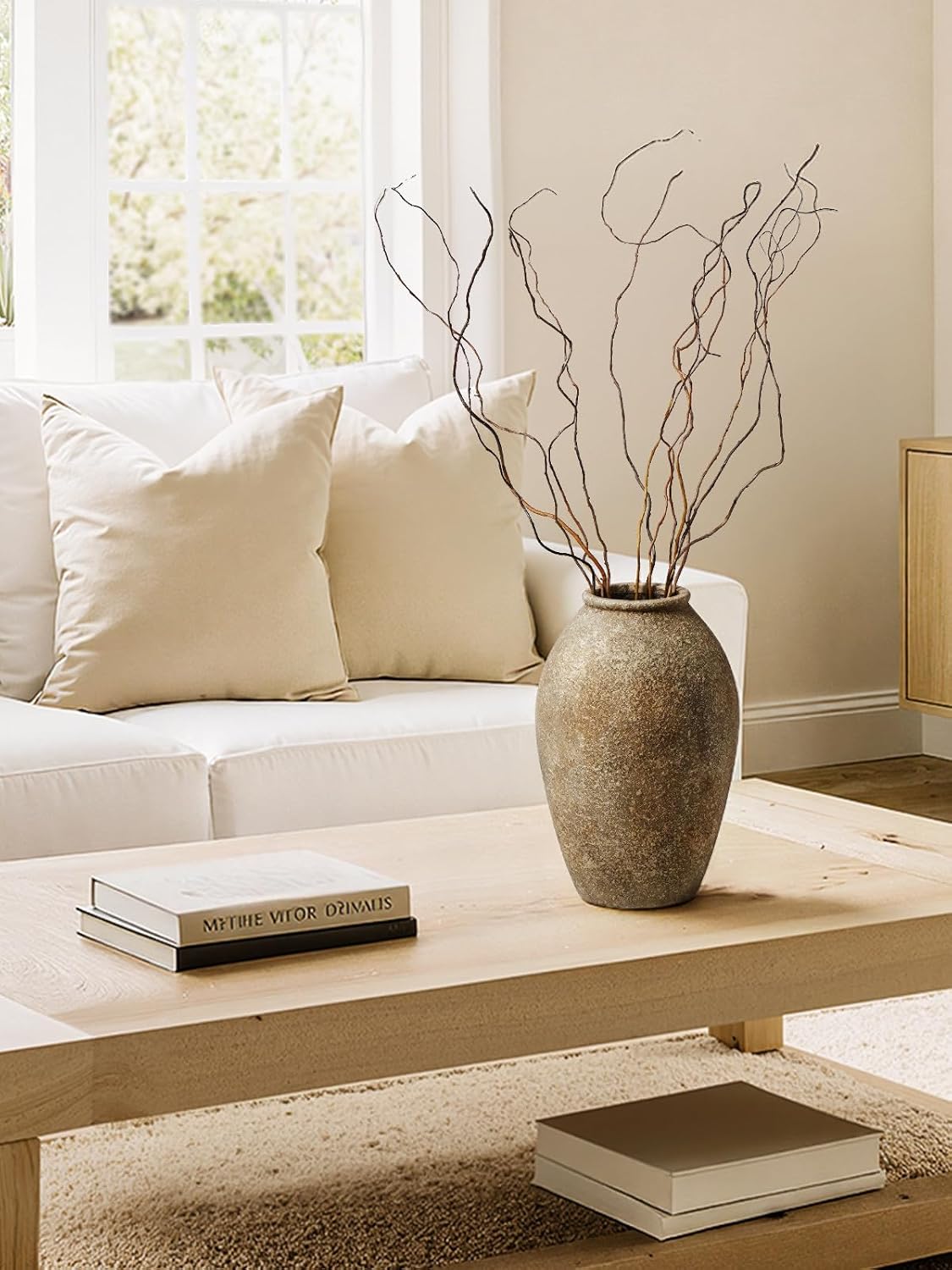 LE TAUCI Ceramic Vase, 11.5 Inch Large Rustic Farmhouse Vase, Tall Vase for Home Decor, Living Room Table & Mantel Centerpiece, Watertight & Sturdy, Sandstone Brown