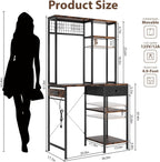 DreamDashio Over Mini Fridge Shelf with Power Outlet, 3-Tier Bakers Rack & Appliance Organizer for Microwave and Coffee Maker, Featuring Adjustable Shelves, Storage Drawer, 8 S-Hooks