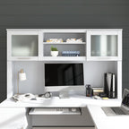 Bush Home 60-Inch Desk Hutch, Office Storage Organizer with Shelves, Cubbies and Frosted Glass Doors for Computer Desk, Home Office Furniture, Somerset Collection, White