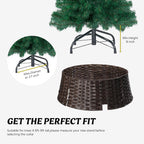 28" Christmas Tree Collar for Pencil Trees with 24Pcs Velvet Christmas Tree Bows,Cord Cut-Out, Basket Tree Skirt Collar Stand for 4.5-9 ft Artificial Trees