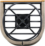 Garden Swivel Chair, Natural Acacia Wood with Handwoven Rope Design, Beige